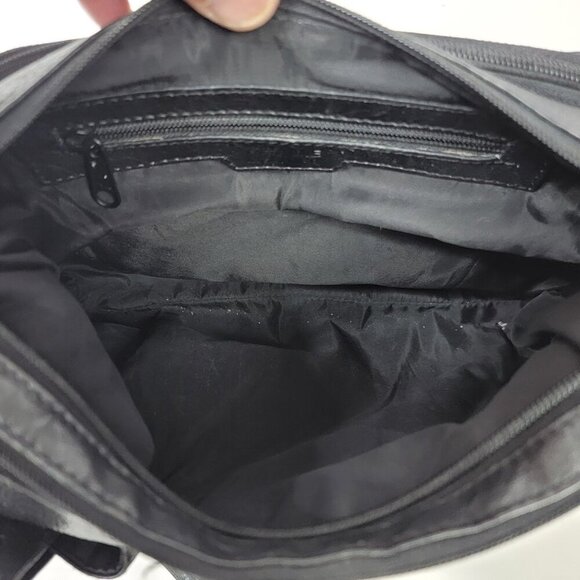 Genuine Leather Black Shoulder Bag | Multi Pocket Crossbody Purse - Picture 7 of 15